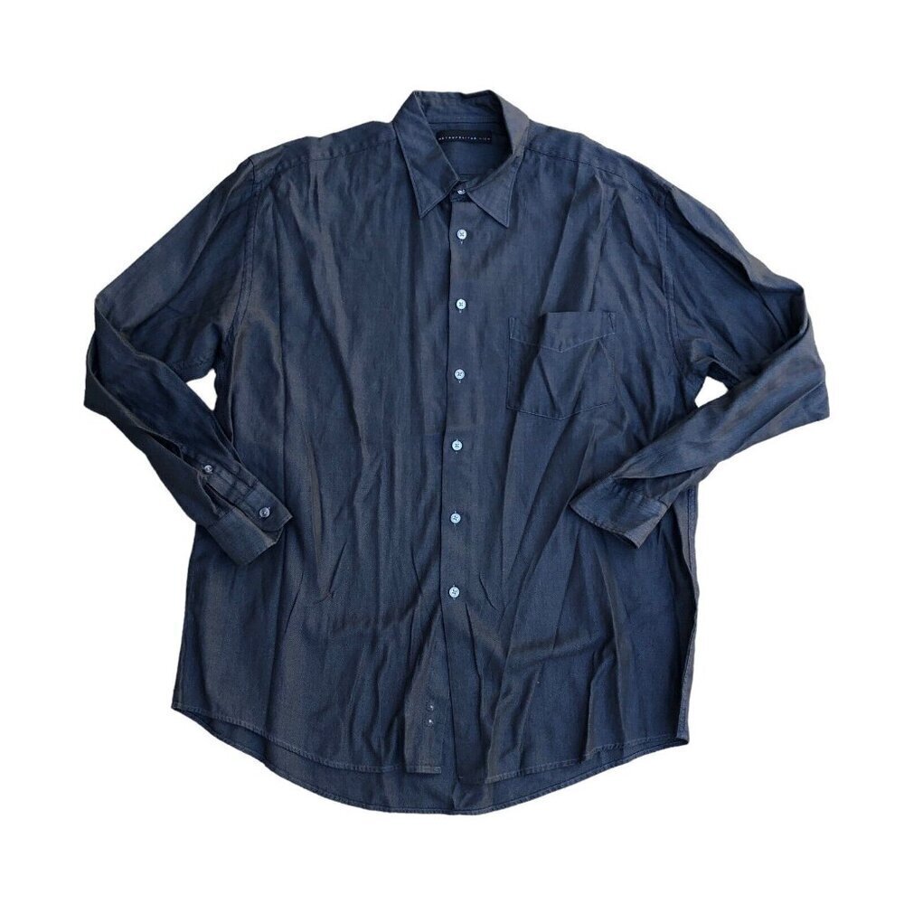 METROPOLITAN VIEW Button Down Shirt Men's LARGE Blue Long Sleeve Collare…​​